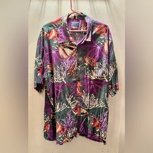 Vibrant Ocean-Themed Casual Button Down Shirt